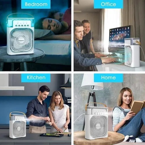 Portable Mini Fan Cooler with 7 Colors LED Light.